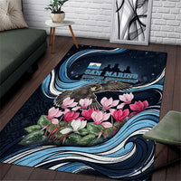 San Marino Founding Anniversary Area Rug Freedom Peregrine Falcon - Cyclamen Flowers Towers Flag