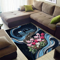 San Marino Founding Anniversary Area Rug Freedom Peregrine Falcon - Cyclamen Flowers Towers Flag