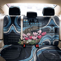 San Marino Founding Anniversary Back Car Seat Cover Freedom Peregrine Falcon - Cyclamen Flowers Towers Flag