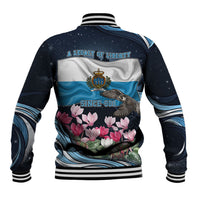 San Marino Founding Anniversary Baseball Jacket Freedom Peregrine Falcon - Cyclamen Flowers Towers Flag