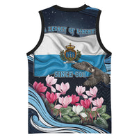 San Marino Founding Anniversary Basketball Jersey Freedom Peregrine Falcon - Cyclamen Flowers Towers Flag
