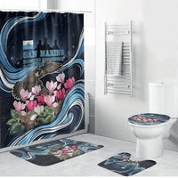 San Marino Founding Anniversary Bathroom Set Freedom Peregrine Falcon - Cyclamen Flowers Towers Flag