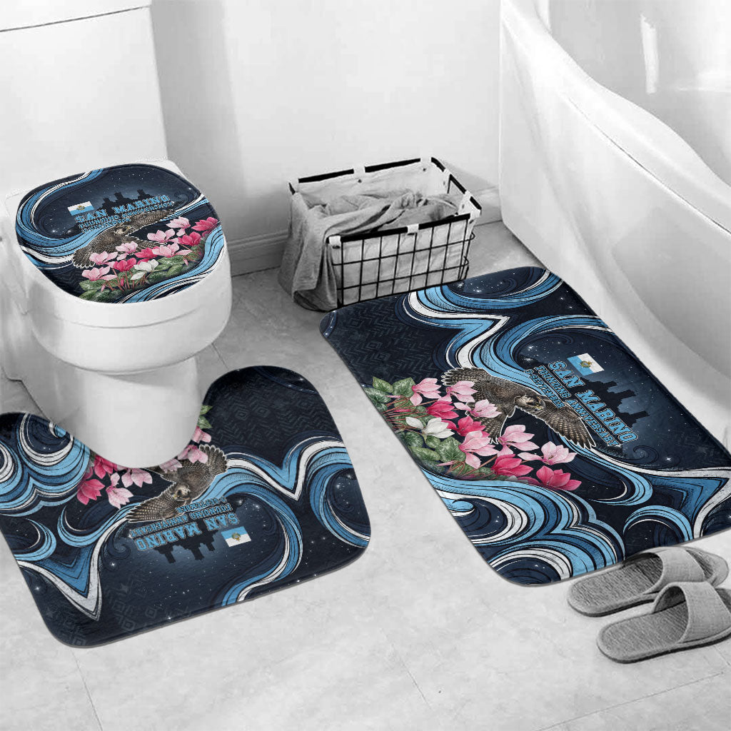 San Marino Founding Anniversary Bathroom Set Freedom Peregrine Falcon - Cyclamen Flowers Towers Flag