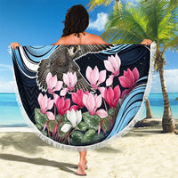 San Marino Founding Anniversary Beach Blanket Freedom Peregrine Falcon - Cyclamen Flowers Towers Flag