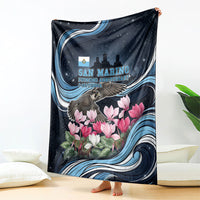San Marino Founding Anniversary Blanket Freedom Peregrine Falcon - Cyclamen Flowers Towers Flag