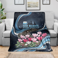 San Marino Founding Anniversary Blanket Freedom Peregrine Falcon - Cyclamen Flowers Towers Flag