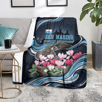 San Marino Founding Anniversary Blanket Freedom Peregrine Falcon - Cyclamen Flowers Towers Flag