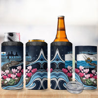 San Marino Founding Anniversary 4 in 1 Can Cooler Tumbler Freedom Peregrine Falcon - Cyclamen Flowers Towers Flag