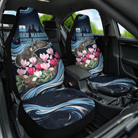 San Marino Founding Anniversary Car Seat Cover Freedom Peregrine Falcon - Cyclamen Flowers Towers Flag