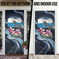 San Marino Founding Anniversary Door Cover Freedom Peregrine Falcon - Cyclamen Flowers Towers Flag