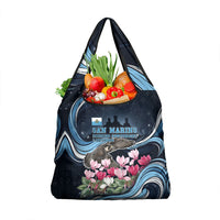San Marino Founding Anniversary Grocery Bag Freedom Peregrine Falcon - Cyclamen Flowers Towers Flag