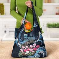San Marino Founding Anniversary Grocery Bag Freedom Peregrine Falcon - Cyclamen Flowers Towers Flag