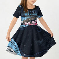 San Marino Founding Anniversary Kid Short Sleeve Dress Freedom Peregrine Falcon - Cyclamen Flowers Towers Flag