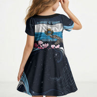 San Marino Founding Anniversary Kid Short Sleeve Dress Freedom Peregrine Falcon - Cyclamen Flowers Towers Flag