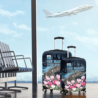 San Marino Founding Anniversary Luggage Cover Freedom Peregrine Falcon - Cyclamen Flowers Towers Flag