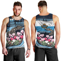 San Marino Founding Anniversary Men Tank Top Freedom Peregrine Falcon - Cyclamen Flowers Towers Flag
