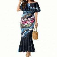 San Marino Founding Anniversary Mermaid Dress Freedom Peregrine Falcon - Cyclamen Flowers Towers Flag