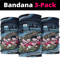 San Marino Founding Anniversary Neck Gaiter Freedom Peregrine Falcon - Cyclamen Flowers Towers Flag