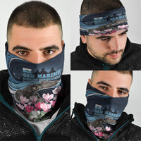 San Marino Founding Anniversary Neck Gaiter Freedom Peregrine Falcon - Cyclamen Flowers Towers Flag