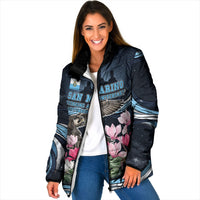 San Marino Founding Anniversary Padded Jacket Freedom Peregrine Falcon - Cyclamen Flowers Towers Flag