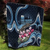 San Marino Founding Anniversary Quilt Freedom Peregrine Falcon - Cyclamen Flowers Towers Flag