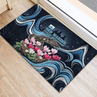 San Marino Founding Anniversary Rubber Doormat Freedom Peregrine Falcon - Cyclamen Flowers Towers Flag
