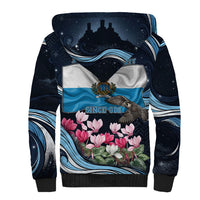 San Marino Founding Anniversary Sherpa Hoodie Freedom Peregrine Falcon - Cyclamen Flowers Towers Flag