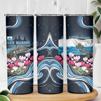 San Marino Founding Anniversary Skinny Tumbler Freedom Peregrine Falcon - Cyclamen Flowers Towers Flag