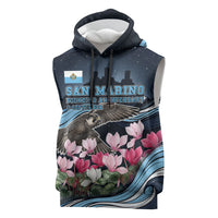 San Marino Founding Anniversary Sleeveless Hoodie Freedom Peregrine Falcon - Cyclamen Flowers Towers Flag