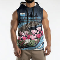 San Marino Founding Anniversary Sleeveless Hoodie Freedom Peregrine Falcon - Cyclamen Flowers Towers Flag