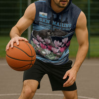 San Marino Founding Anniversary Sleeveless Hoodie Freedom Peregrine Falcon - Cyclamen Flowers Towers Flag