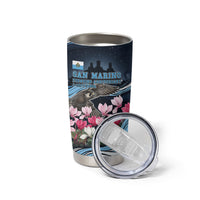 San Marino Founding Anniversary Tumbler Cup Freedom Peregrine Falcon - Cyclamen Flowers Towers Flag