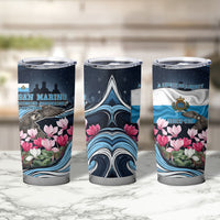 San Marino Founding Anniversary Tumbler Cup Freedom Peregrine Falcon - Cyclamen Flowers Towers Flag