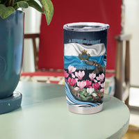 San Marino Founding Anniversary Tumbler Cup Freedom Peregrine Falcon - Cyclamen Flowers Towers Flag