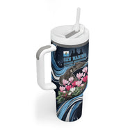 San Marino Founding Anniversary Tumbler With Handle Freedom Peregrine Falcon - Cyclamen Flowers Towers Flag