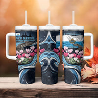 San Marino Founding Anniversary Tumbler With Handle Freedom Peregrine Falcon - Cyclamen Flowers Towers Flag