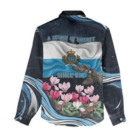 San Marino Founding Anniversary Women Casual Shirt Freedom Peregrine Falcon - Cyclamen Flowers Towers Flag