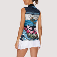 San Marino Founding Anniversary Women Sleeveless Polo Shirt Freedom Peregrine Falcon - Cyclamen Flowers Towers Flag