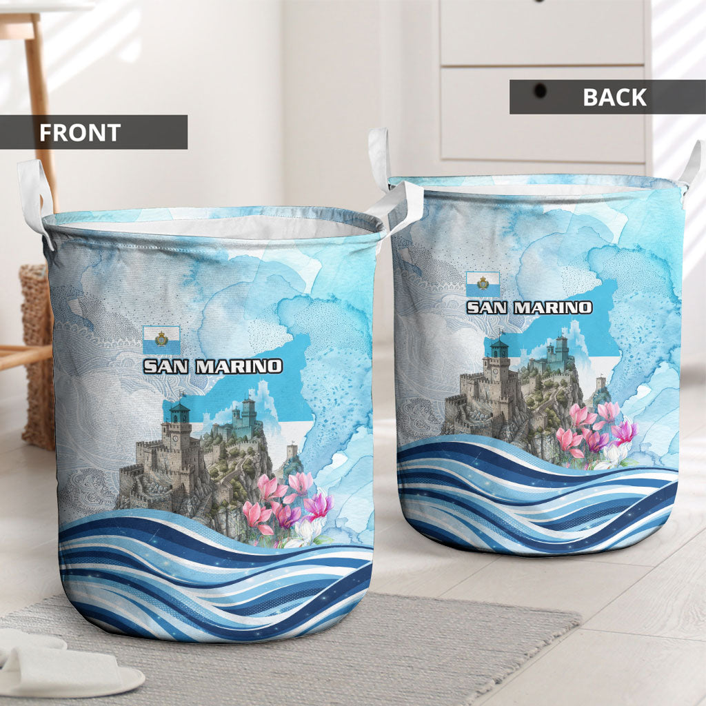 San Marino Foundation Day Laundry Basket Mount Titano Fortress Fox Falcon And Cyclamen
