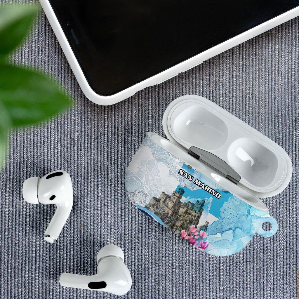 San Marino Foundation Day AirPods Case Mount Titano Fortress Fox Falcon And Cyclamen