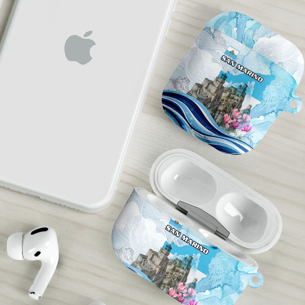 San Marino Foundation Day AirPods Case Mount Titano Fortress Fox Falcon And Cyclamen