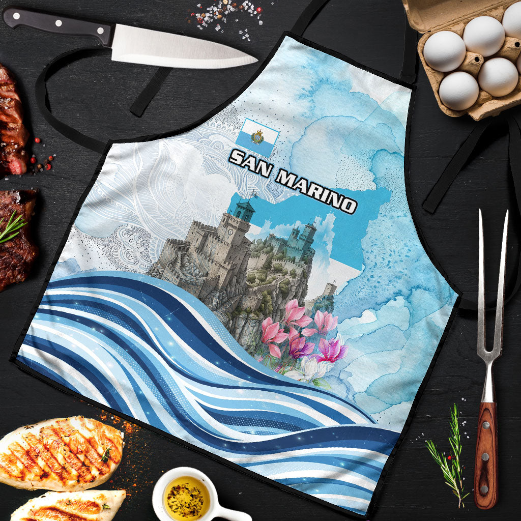 San Marino Foundation Day Apron Mount Titano Fortress Fox Falcon And Cyclamen