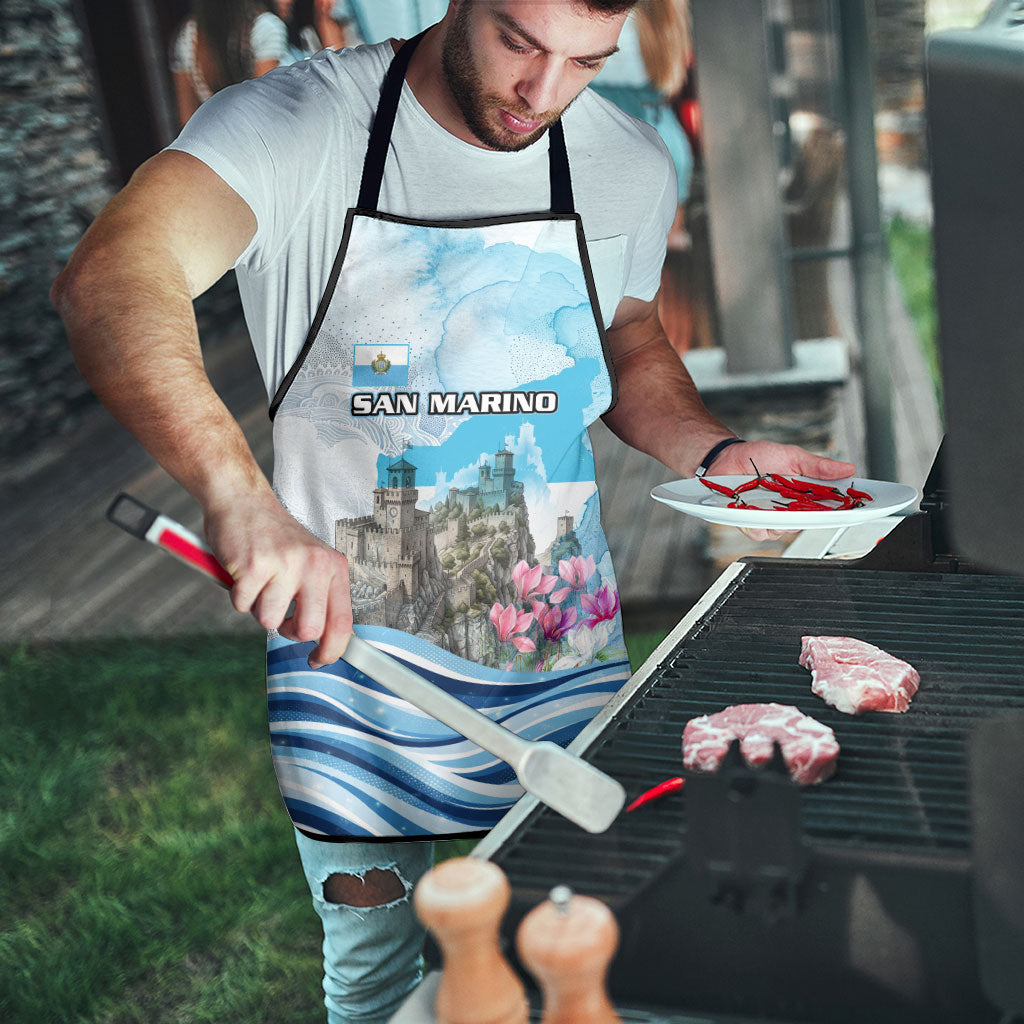San Marino Foundation Day Apron Mount Titano Fortress Fox Falcon And Cyclamen