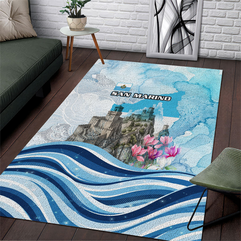 San Marino Foundation Day Area Rug Mount Titano Fortress Fox Falcon And Cyclamen
