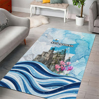 San Marino Foundation Day Area Rug Mount Titano Fortress Fox Falcon And Cyclamen