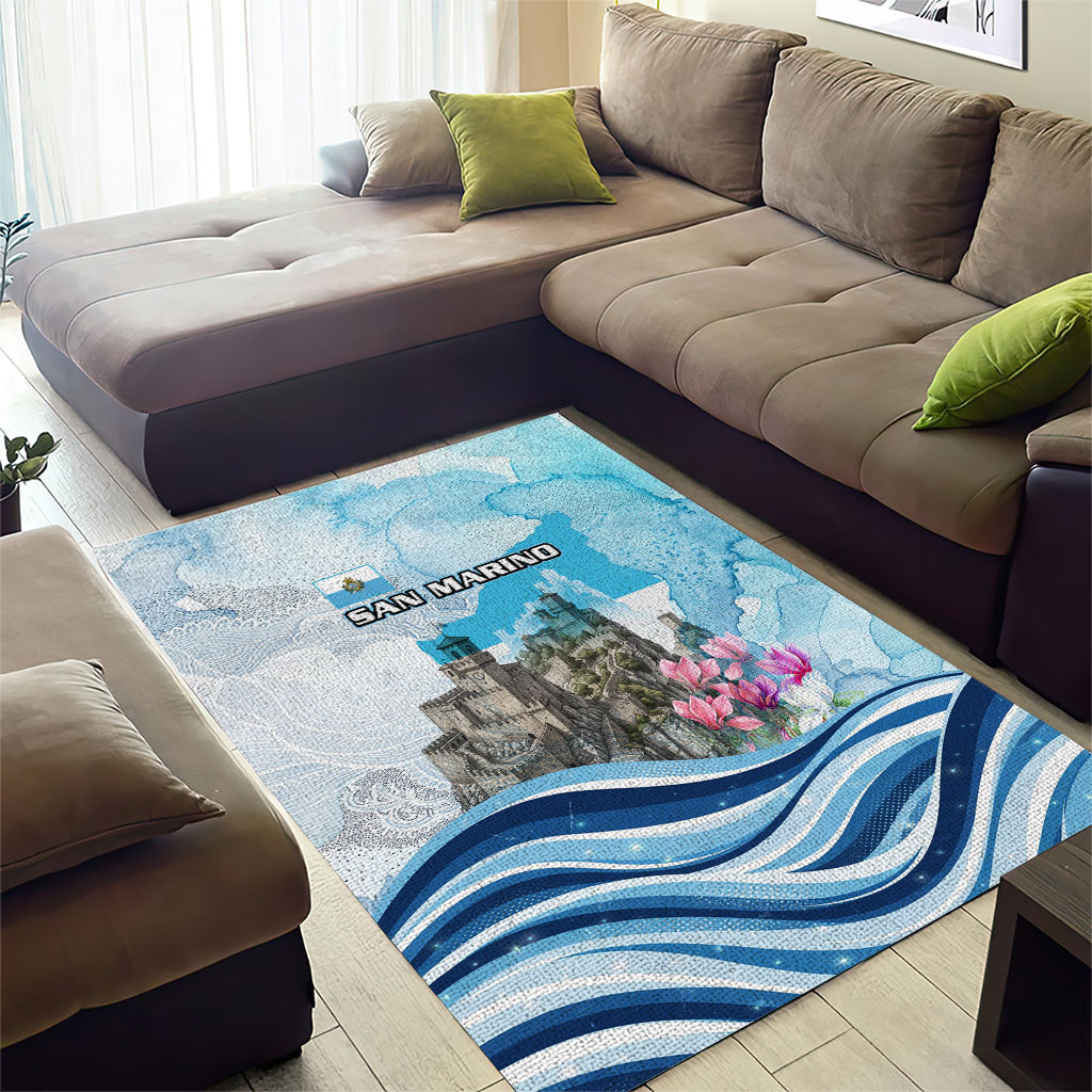 San Marino Foundation Day Area Rug Mount Titano Fortress Fox Falcon And Cyclamen