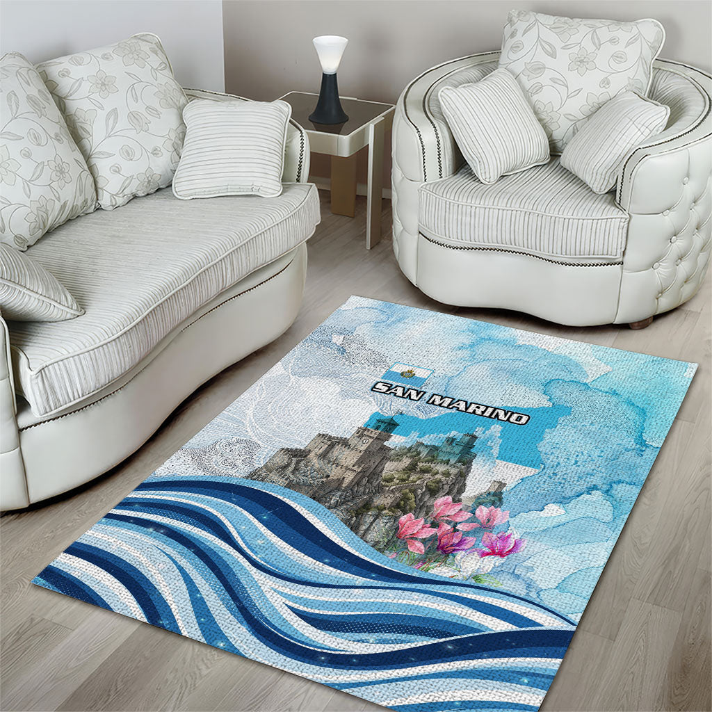 San Marino Foundation Day Area Rug Mount Titano Fortress Fox Falcon And Cyclamen