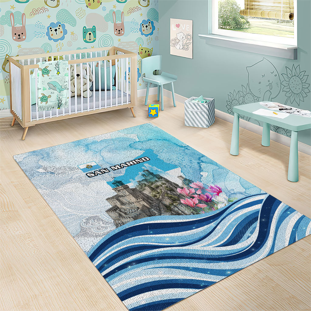 San Marino Foundation Day Area Rug Mount Titano Fortress Fox Falcon And Cyclamen