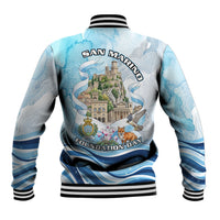 San Marino Foundation Day Baseball Jacket Mount Titano Fortress Fox Falcon And Cyclamen