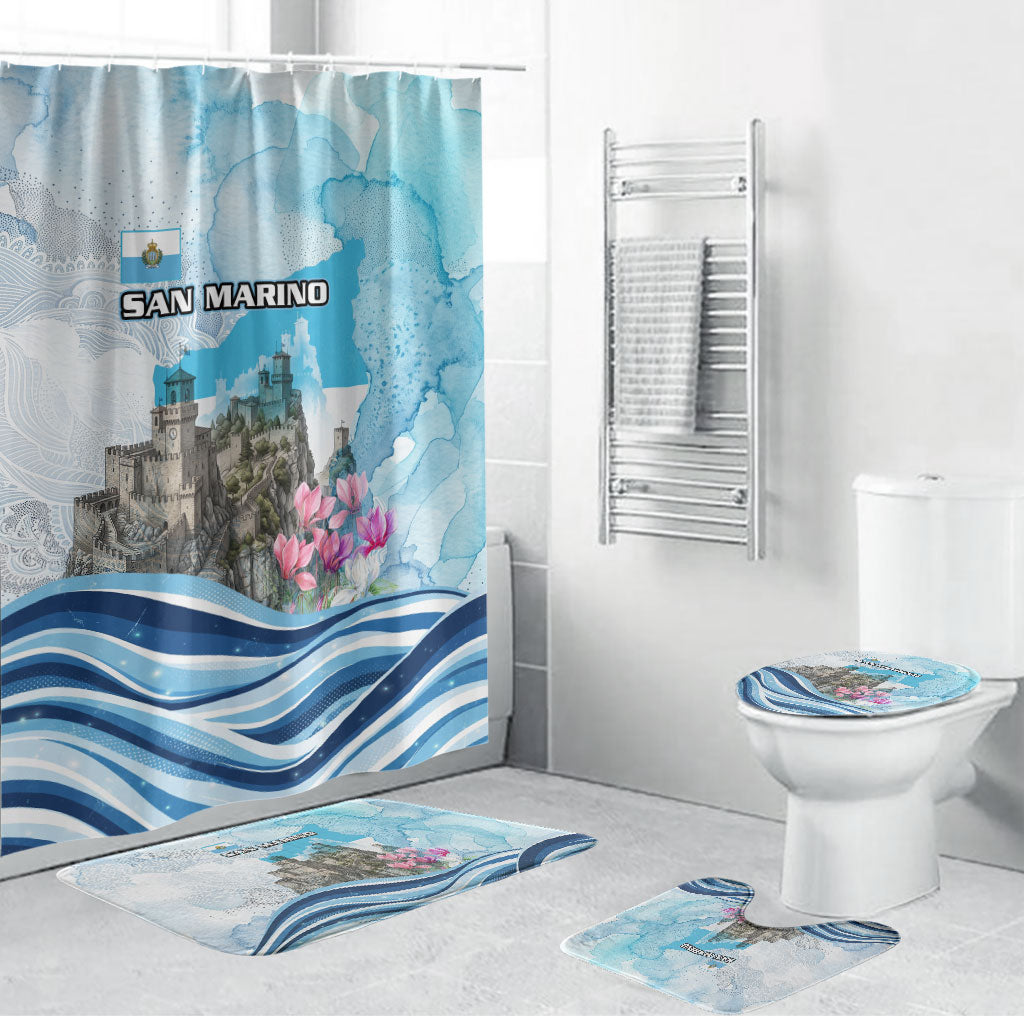 San Marino Foundation Day Bathroom Set Mount Titano Fortress Fox Falcon And Cyclamen